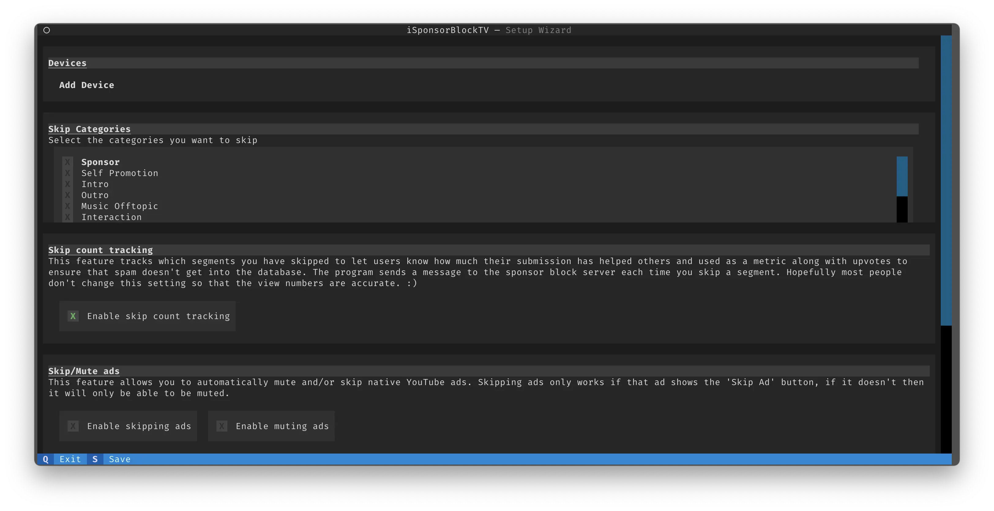 iSponsorBlockTV UI screenshot