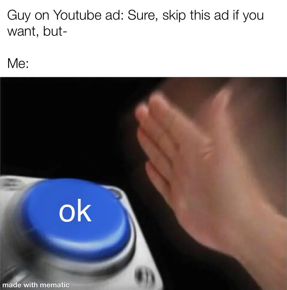 Meme about skipping YouTube ads